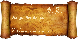 Vanya Renáta névjegykártya