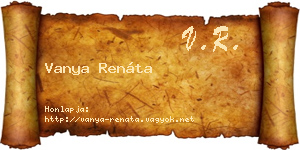 Vanya Renáta névjegykártya